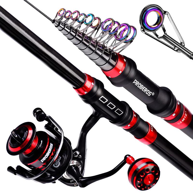New Fishing Set Telescopic Fishing Rod Combination 1.8-3.6M Carbon Travel Rod with Rotating Reel Line Bait Hook Fishing Bag Suitable for Summer Pesca