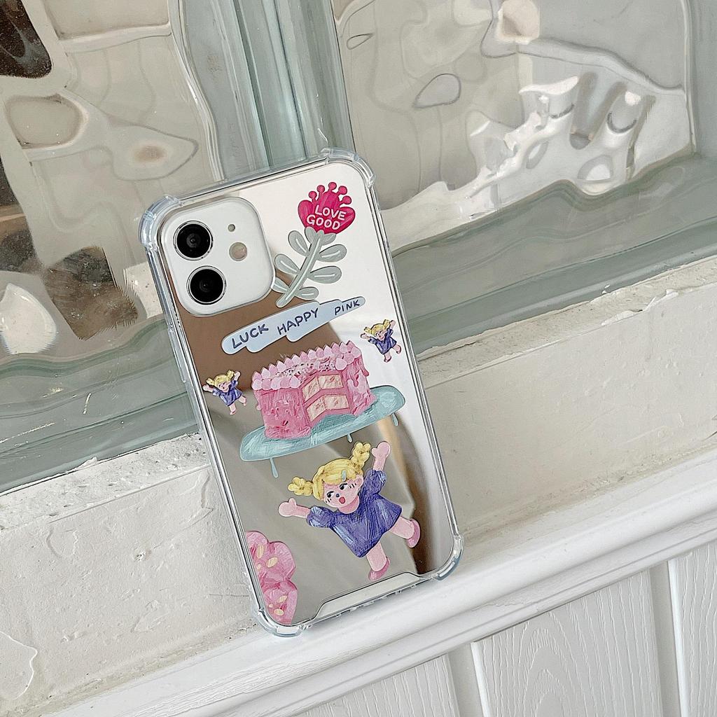 Xiaomi 15Pro Hülle Kompatibel mit iPhone 15 Pro Max & 13, Huawei Mate 60, Cartoon-Design mit Spiegeleffekt