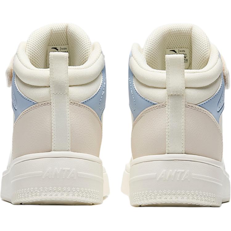 Anta Kids Lifestyle Series Synthetic Leather Fashion Versatile Non-Slip Wear-Resistant Mid-Top Kids Skate Shoes Kids Skate Shoes A22438004-3