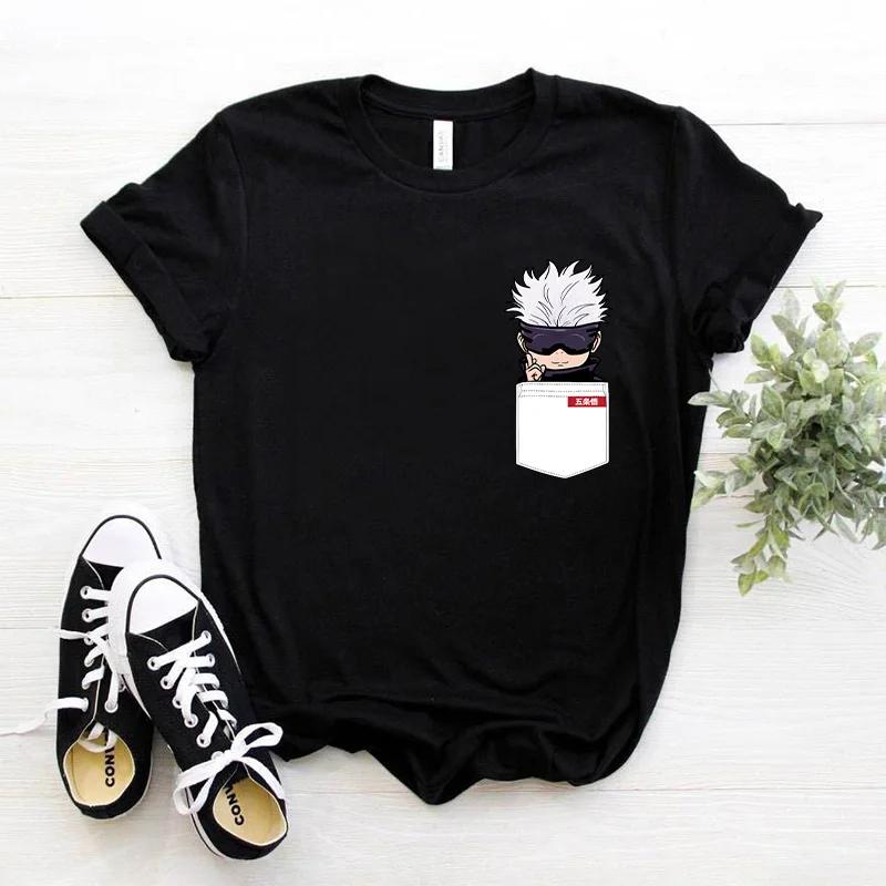 Summer Japanese Unisexga Gojo Satoru Cotton T-shirt Unisex Jujutsu Kaisen Anime T-shirt Unisex Harajuku Kawaii Short Sleeve T-shirt