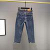Women's 2025 Summer Slimming High-Waisted Rhinestone Denim Jeans – Petite, Versatile Cropped Style