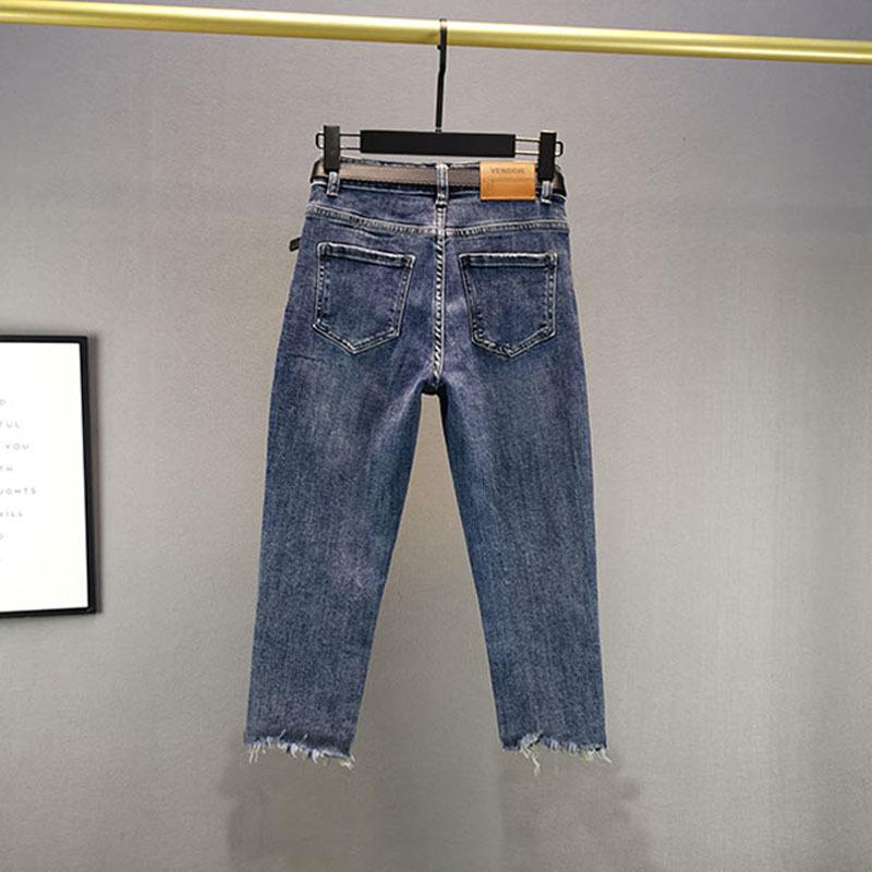 Women's 2025 Summer Slimming High-Waisted Rhinestone Denim Jeans – Petite, Versatile Cropped Style