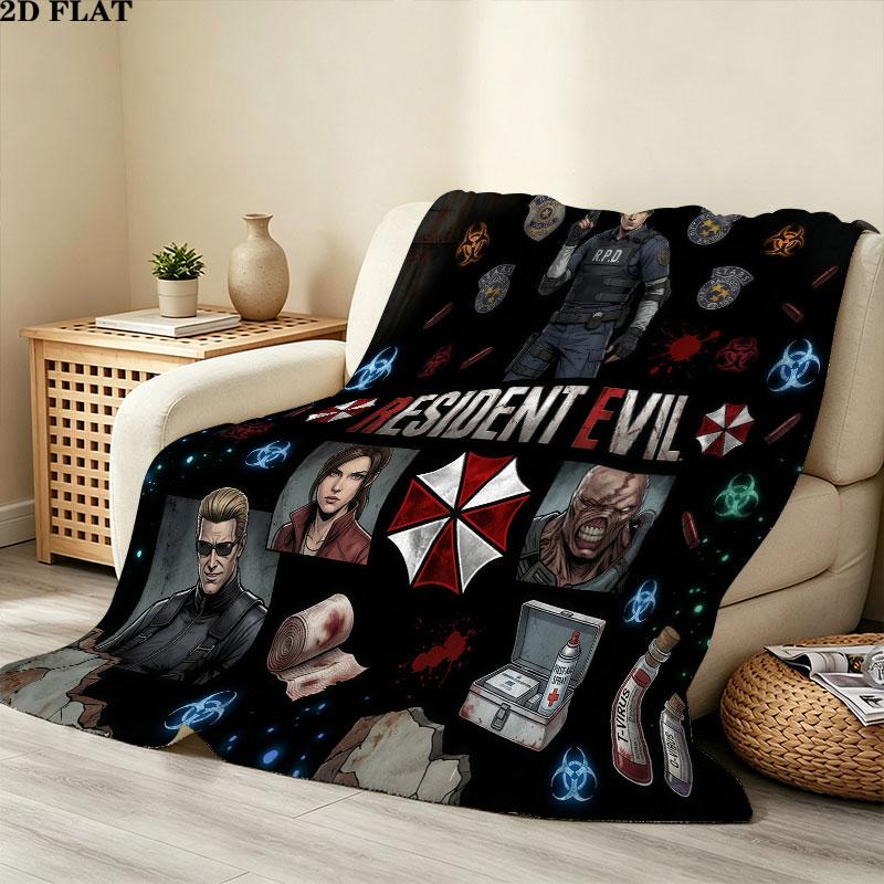 1PC Resident Evil Patterned Flannel Blanket Suitable For All Seasons For Home Decor Warmth And Comfort Gifts Holiday Present