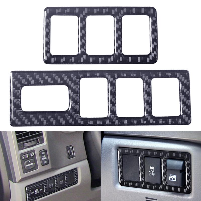 

2pcs/Set Car Side Dash Button Cover Trim Sticker Fit for Toyota Tundra Sequoia 2008 2009 2010 2011 2012 2013 Carbon Fiber Black