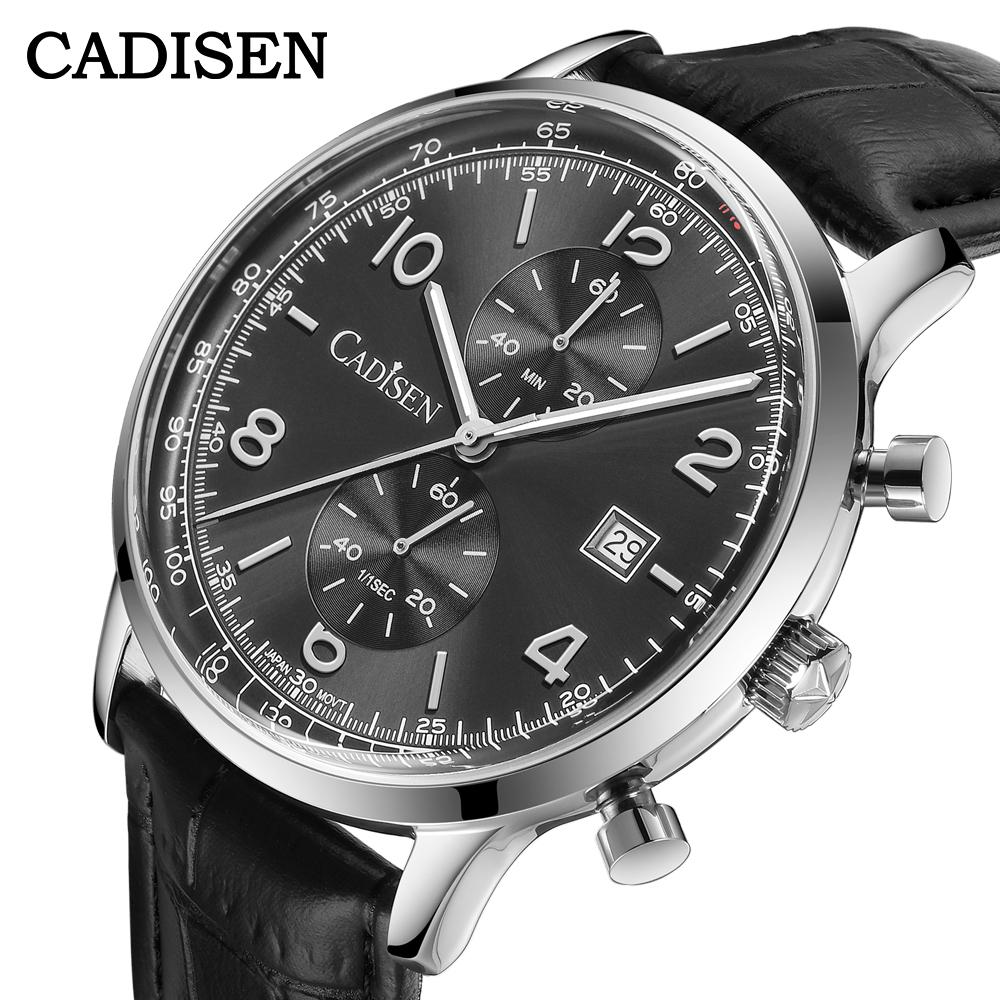 Men's Quartz Watch Multifunctional Three-Eye Six-Needle Casual Business Genuine Leather Men's Watch