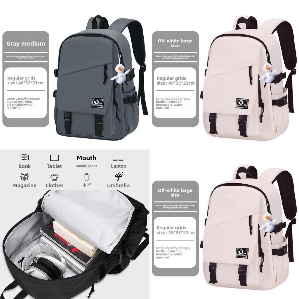 Large Capacity Solid Color Student Backpack With Anti Wear And Waterproof Technology For University And School