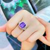 BELLA BOX New Bright Purple Princess Square Shape Zircon Open Women's Rings Elegant Accessories For Party Wedding Anniversary Gift Statement Jewelry