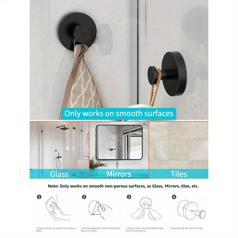 

4 шт. Крючки на присосках для душа, Водонепроницаемые крючки на присосках из нержавеющей стали, Крючки без сверления, для душа, ванной комнаты, кухни, для крепления Suction Cup Type - Black (4PCS) разноцветный