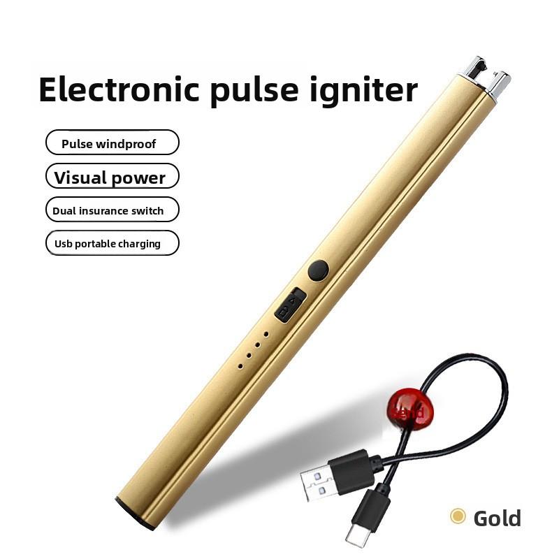 

Перезаряжаемая USB зажигалка Креативная кухонная горелка для свечей, Ветрозащитная зажигалка Уникальный кухонный гаджет золотой