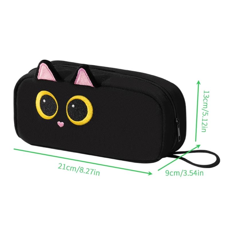 Animal Themed Pencil Pouches Large Capacity Canvas Pencil Case with Portable Lanyard For Kid Adult School Office Travel