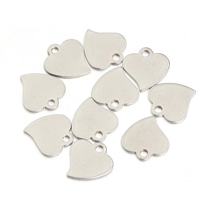 LOULEUR 10pcs Stainless Steel Metal Heart Shape Connectors For Bracelets Pendants Blank Diy Charms Jewelry Makings Findings