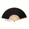 1pcVintage Black Bamboo Folding Fan - Handmade Vintage Chinese Style, Lightweight and Durable, Perfect Gift for Ladies and Girls