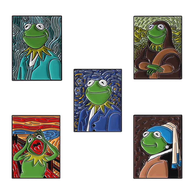 3-8pcs/set Animal Enamel Pins Custom Frog Panda Cat Goose Brooches Lapel Badges Clothes Jewelry Gift for Kids Friends