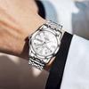 OLEVS Men's Silver Quartz Wristwatch Calendar Waterproof Stainless Steel Stylish