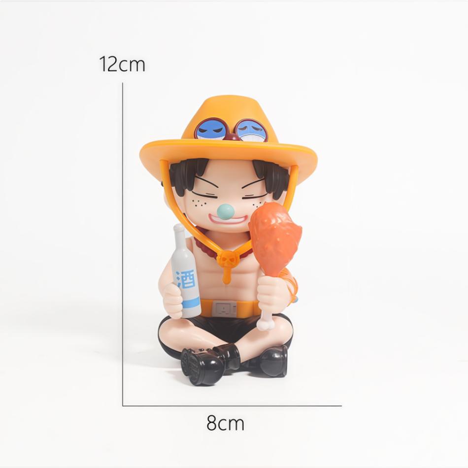 1-8Pcs One Piece Q Edition Doll Food Series Cute Luffy Zoro Ace Sanji Yamato Model Cartoon Collect Car Desk Decoration Toy Gift