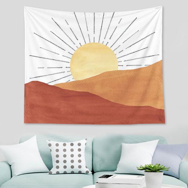 Nordic Abstract Geometric Tropical Plant Print Pattern Tapestry Home Living Room Bedroom Wall Decor Background Cloth Tapestry