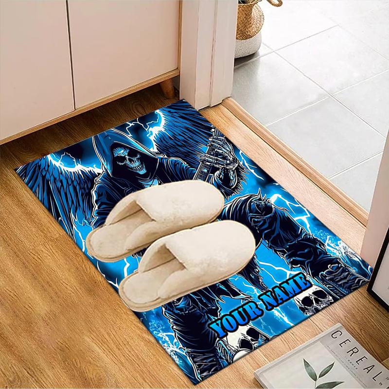 1PC Custom Name Gothic Guitarist Wings Theme Floor Mat Ideal for Living Room, Game Rooms, Office, Bedroom Floor Mat Playful Design