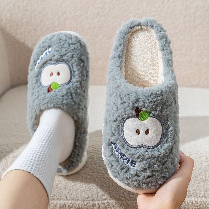 

Girl heart comfortable non-slip thickened couple cute home season cotton slippers waterproof thick bottom plush warm outer wear 44-45 сірий колір