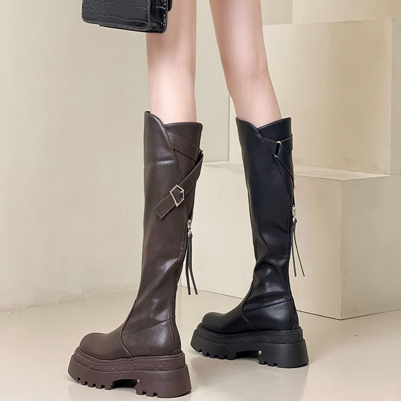 Winter Women Boots Fashion Belt Buckle Ladies Elegant Platform Long Pipe Booties Casual Women'S Knee High Booties
