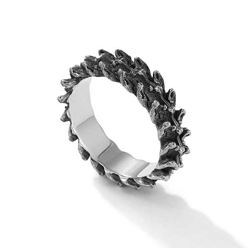 Adjustable Vintage Dragon Scale Ring Men Unisex Finger Retro Oxidized Plated Geometric Band