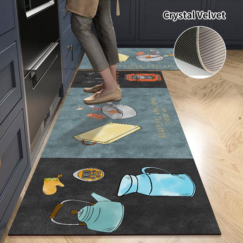 Nordic Modern Kitchen Floor Mat Home Entrance Doormat Living Room Carpet Anti-slip Bedroom Long Rugs Alfombras De Cocina