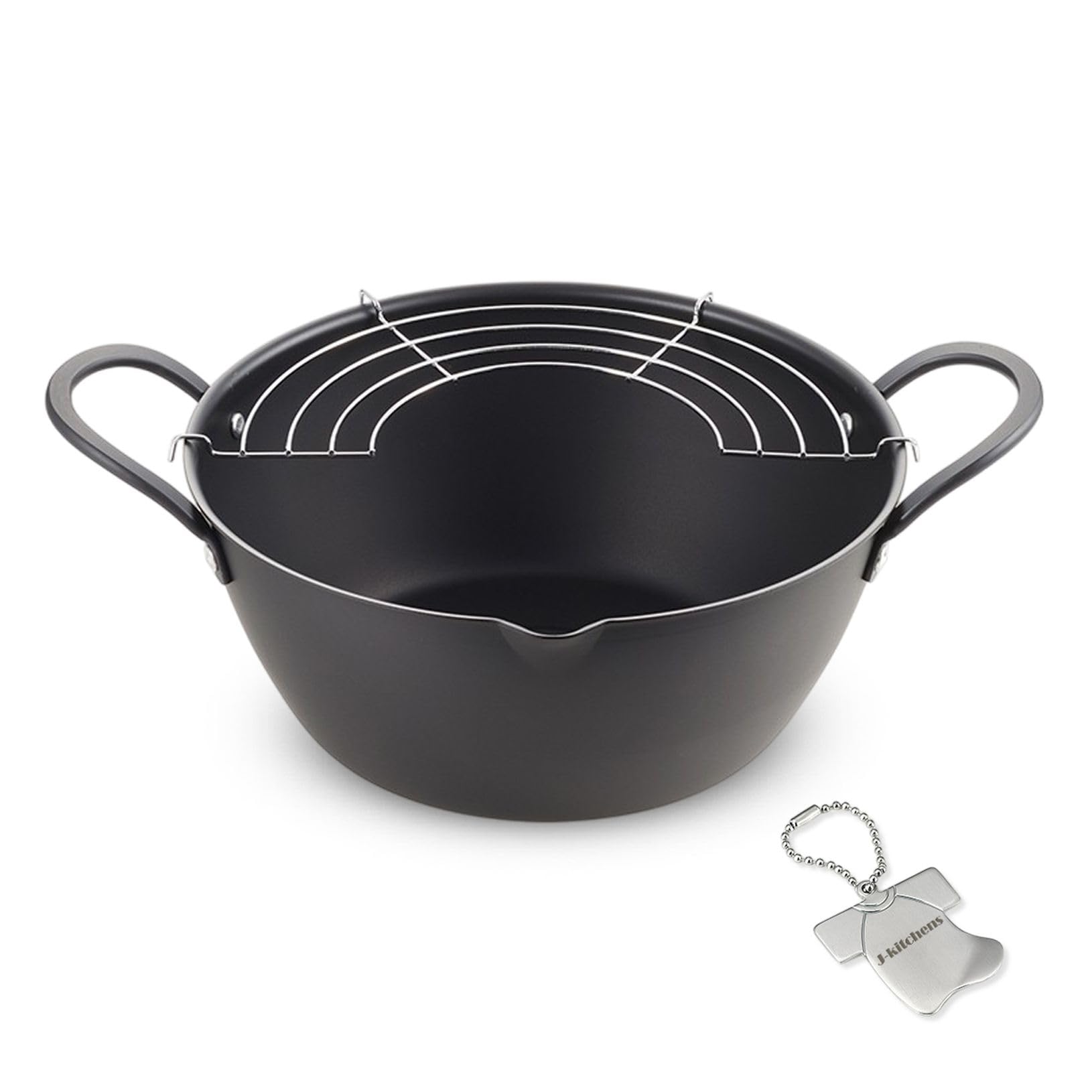 

Tempura Pan with Oil Wide Deep Induction Made in Includes Original T J-kitchens Drainer, Mouth, Fryer, 24cm, Compatible, Gas, Japan, Kankiri-kun