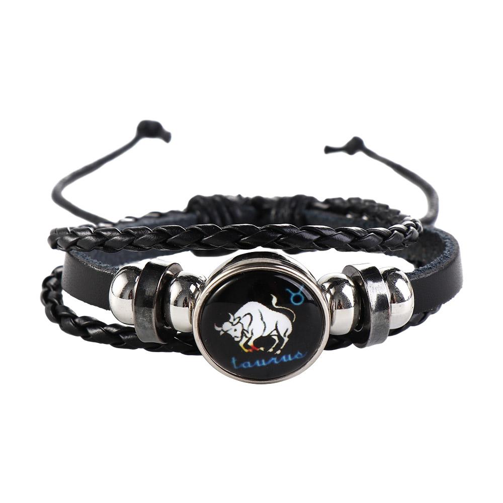 Trendy Retro Sign Multilayer Bead 12 Zodiac Twelve Constellation Horoscope Jewelry Bracelet Couple Bracelet Fashion Accessories