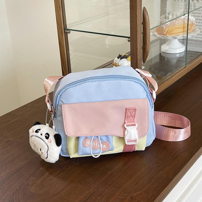 Child Cartoon Nylon Small Handbag With Splicing Design For Kindergarten Girls