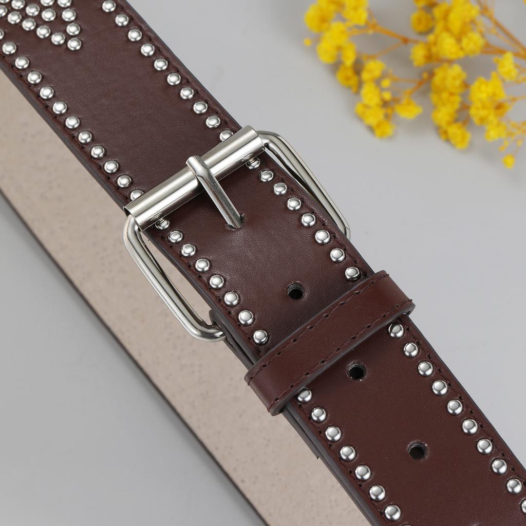 Ladies Pin Buckle Rivet Belt Casual Pu Belt Jeans Belt Support