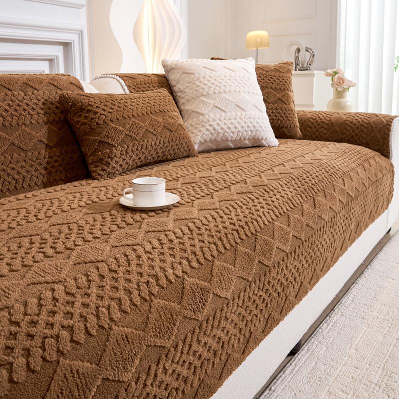 Potahy na pohovku Jednobarevné plyšové žakárové Housse Canape Houpající se chránič na pohovku Home Decor Fleecová potah na pohovku pro zimní teplo