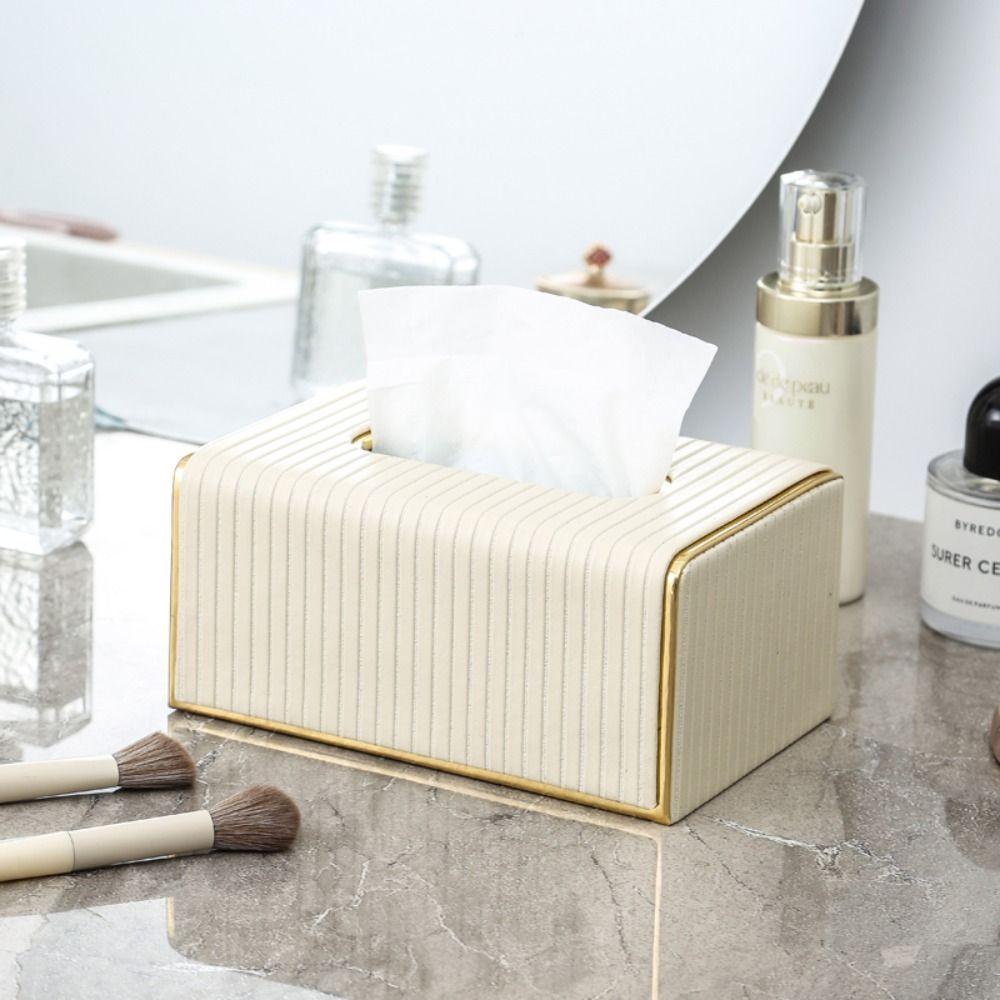 PU Leather Tissue Box Soft Tissue Case Creative Paper Towel Container  for Living Room