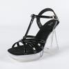 New Women's 12CM Transparent Thick Heel Sandals, Sexy Crystal Square Head, Non-slip Wedding Shoes, Fashion Car Model Style Party Sandals