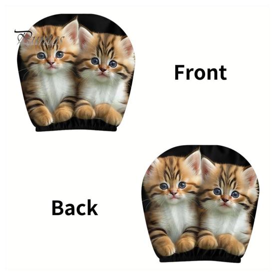 Personalized Car Interior Decor 2Pcs Cute Cat Headrest Covers, Breathable Auto Seat Covers Protectors, Stretchy Universal Accessories for SUV