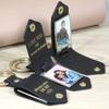Engraved Design PU Leather Key Cover Memorial UV Color Printing Keychain  Wedding Gift