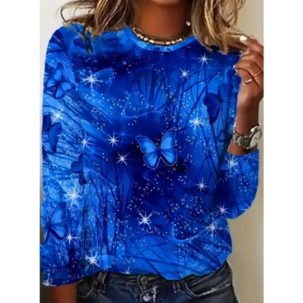 European and American Fashion Women's Casual Round Neck T-shirt Top