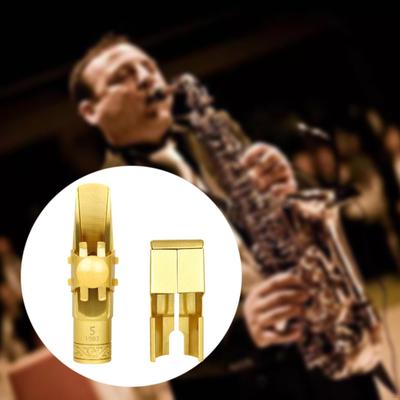 Alto Sax Brass Mouthpiece with Cap Ligatures Fastener Lightweight Portable for Teachers