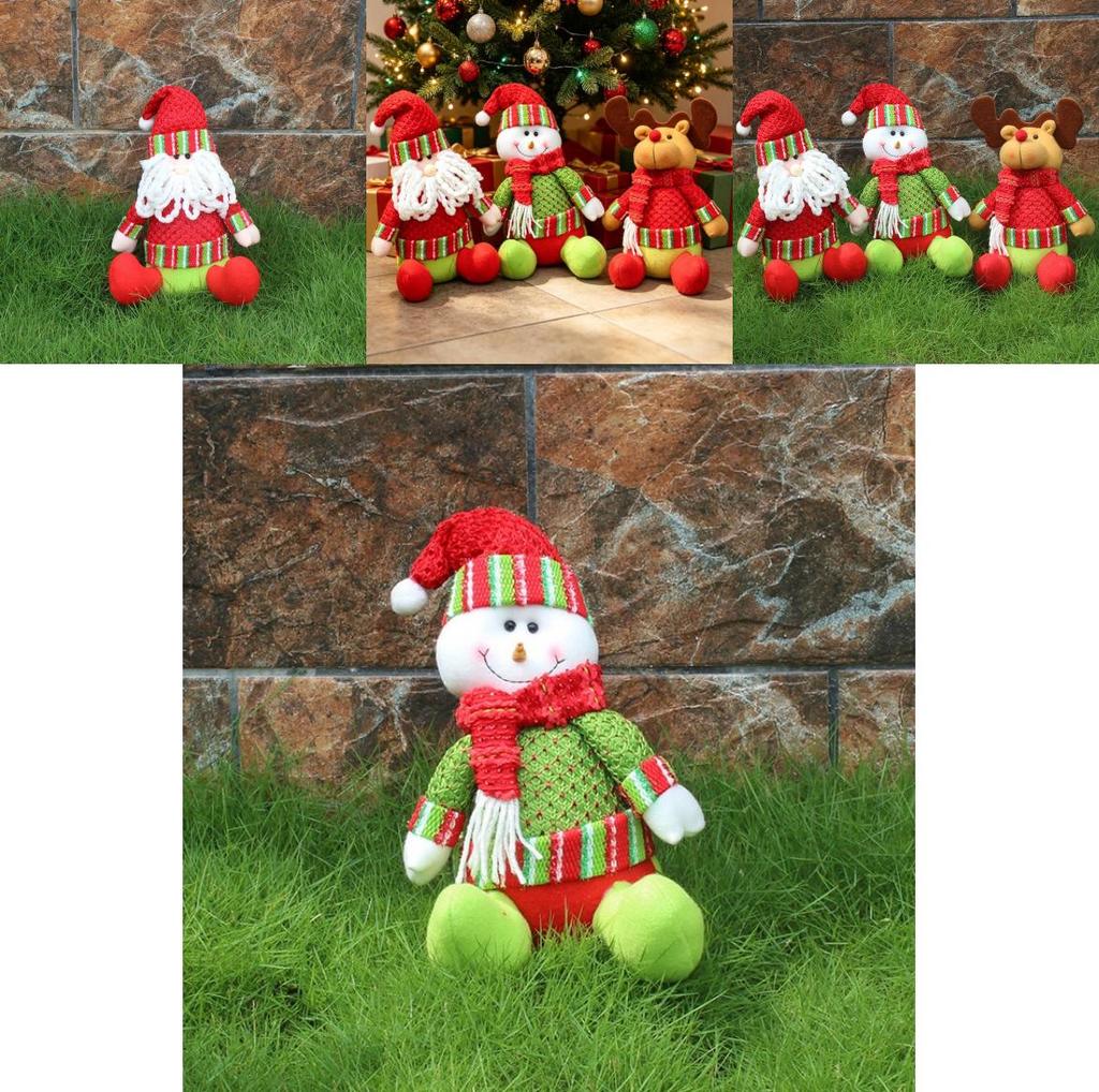 Christmas Plush Decorations With Snowman Santa Reindeer For Home Holiday Decor