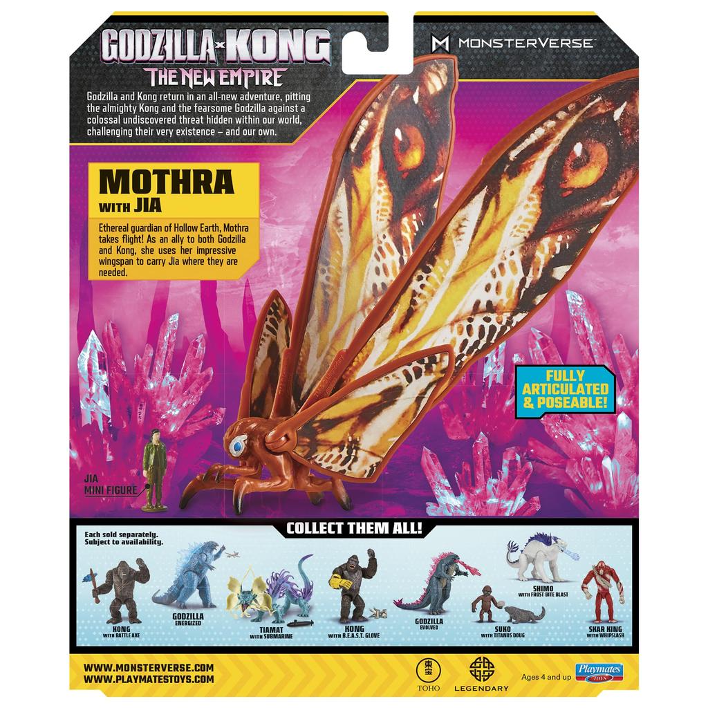 PlayMates Godzilla x Kong Monsterverse Action Figure Basic Series Mothra and Zia 6" -