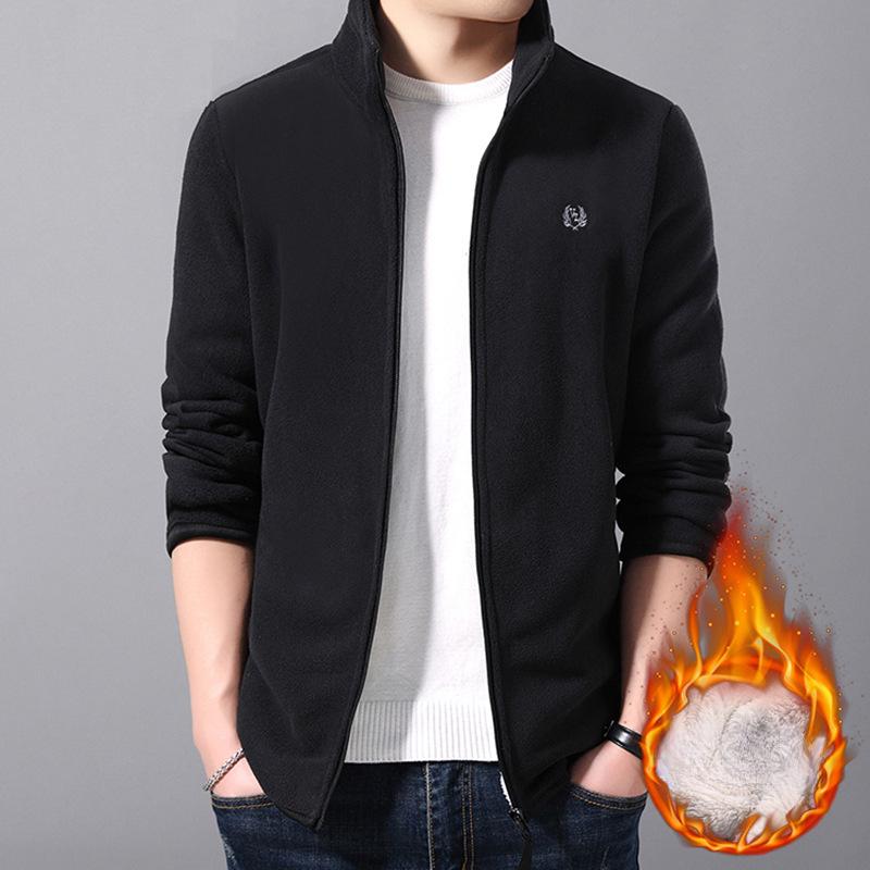 Fleece Jacket Men's Polar Fleece Jacket Men's Top Outdoor Jacket Liner Spring Autumn Winter Double-sided Thickened Sweatshirt Cardigan