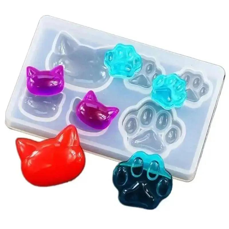 New Creative Small Cat Claw Crystal Epoxy Resin DIY Silicone Mold Cat Face Cat Claw Keychain Jewelry Pendant Mold Home Supplies