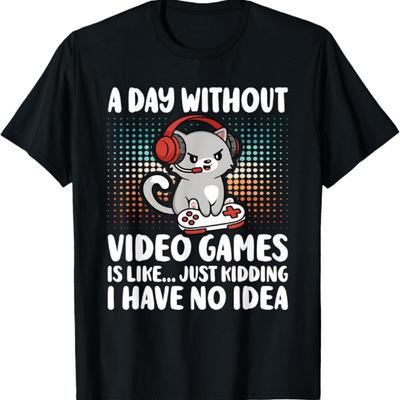 Funny Gamer A Day Without Video Games Boys Kids Teens Gaming T-Shirt