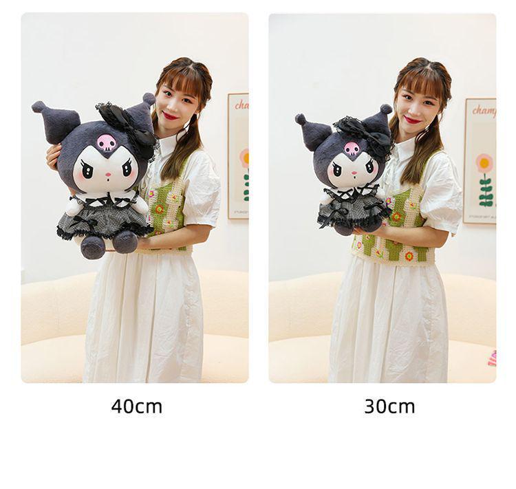 Customized My Melody Bowknot Dress Pillow & Dark Kuromi Plush Doll - Girl's Birthday Gift