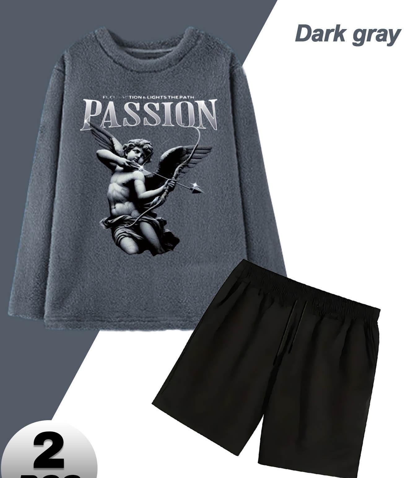 Мужской фланелевый комплект шорт на все сезоны, дышащий и теплый, незаменим для весеннего многослойного образа и осеннего отдыха XXL серый