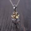 ForFox 925 Sterling Silver Skull Pendant Golden Hat Glasses Gothic Jewelry for Men Women