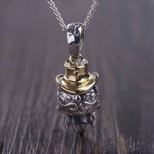 ForFox 925 Sterling Silver Skull Pendant Golden Hat Glasses Gothic Jewelry for Men Women