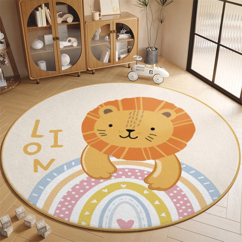 Cute Cat Round Carpet Cartoon Animal Kids Room Decor Floor Mat Soft Non-Slip Area Rug for Living Room Bedroom Playroom Entryway