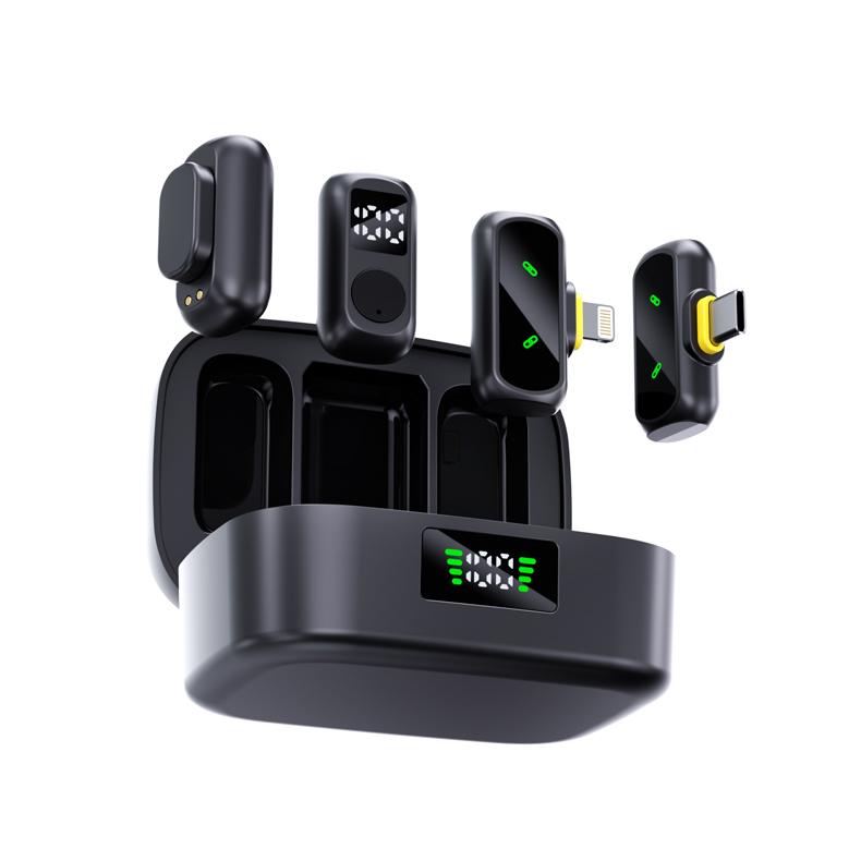 Magnetic Button Wireless Lavalier Microphone, Portable Noise Reduction Mic for Phone Live Vlog Interview Outdoor Recording