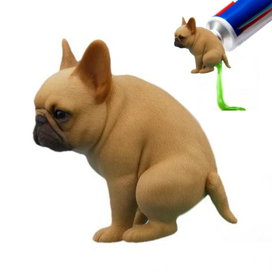 Pooping French Bulldog Toothpaste Dispenser Vomit Cat Toothpaste Topper Bathroom Toothpaste Dust Protection Cap Cover Prank Accessories