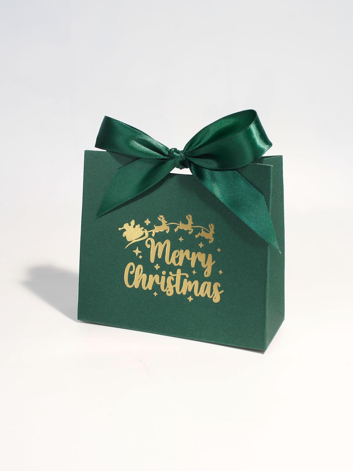 10-50 Stuks Kerst Snoepdozen Kerstman Rendier Koekje Cadeauverpakking Voor Feestelijke Feestbedankjes 10pcs&11.5x4.5x10cm groen