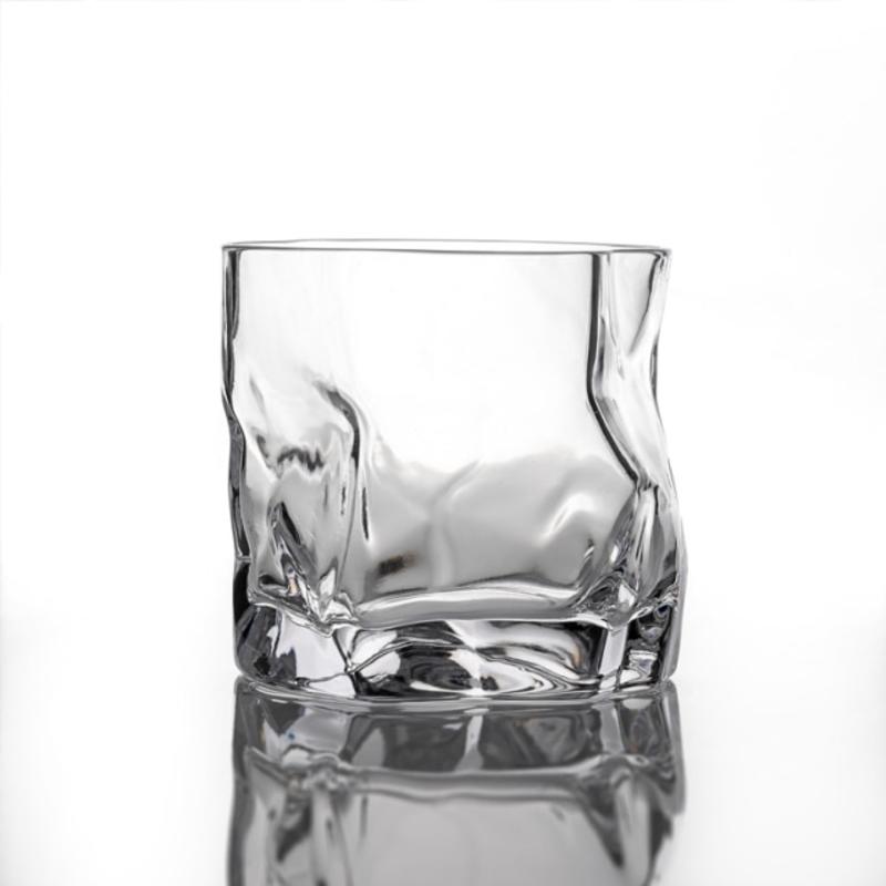 

1pc Art Design Mixed Glass Whisky Glass Irregular Dips Glass Vodka Cups Personality Crandy Snifters Ice Cubes Rock Glass | Old Glass (Transparent)